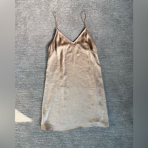 Wilfred Free tan silk mini dress